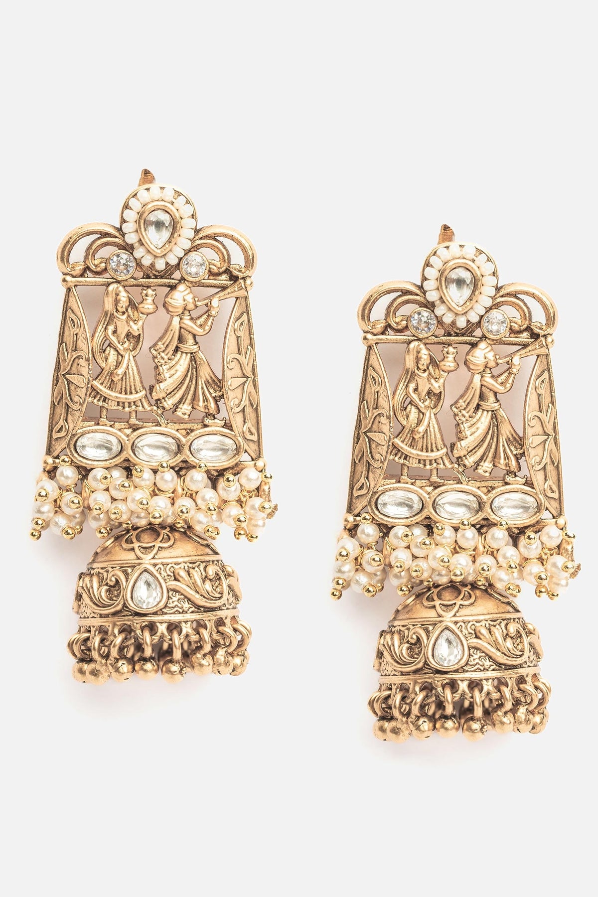 Folklore Carved Jhumka Earrings 