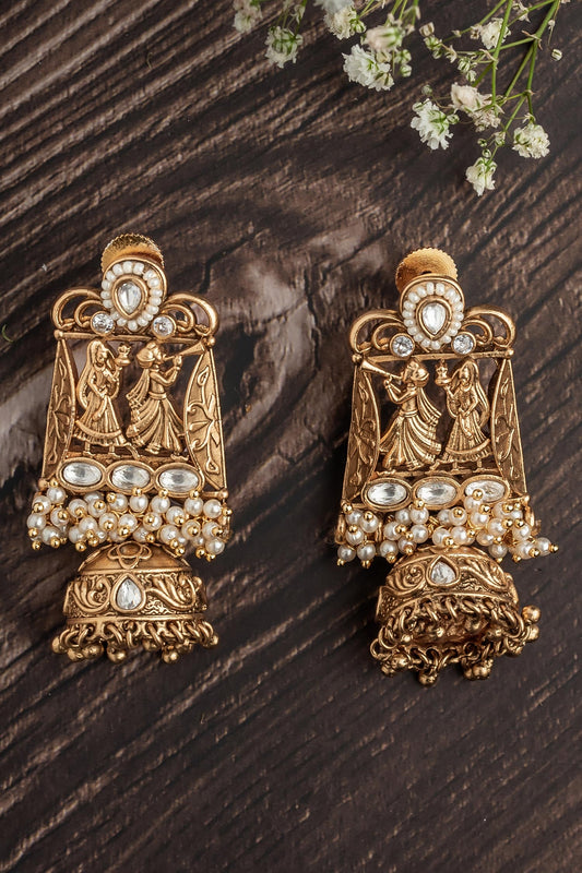 Folklore Carved Jhumka Earrings 