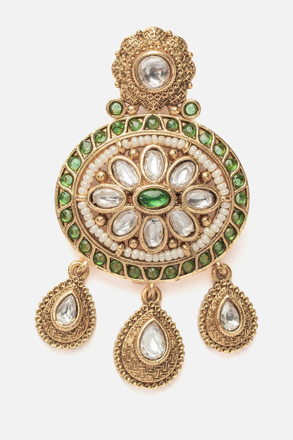 Floral Motif Gold Dangler Earrings 