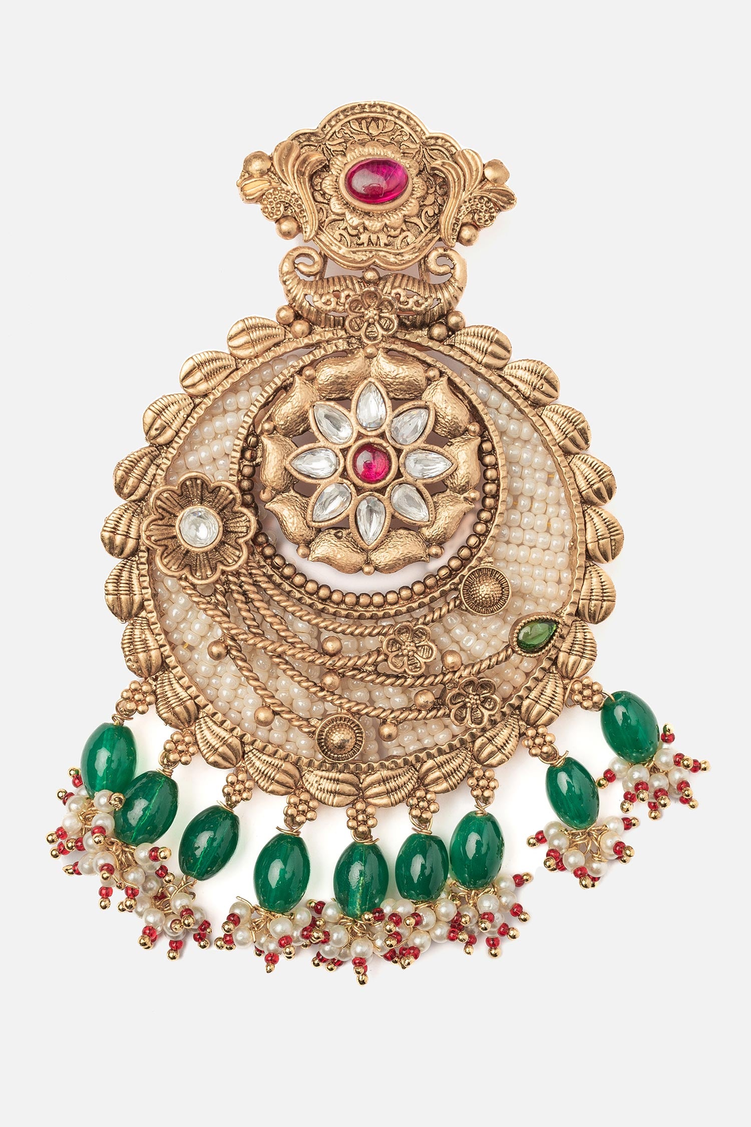 Floral Carved Gold Chandbalis 