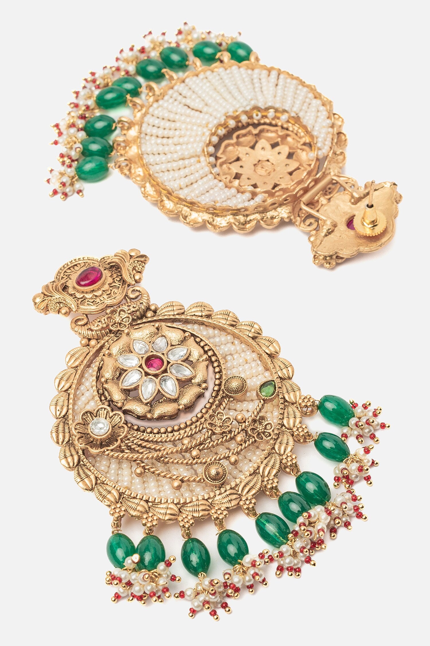 Floral Carved Gold Chandbalis 