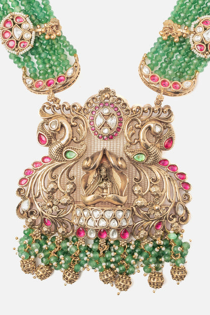 Gold & Green Temple Necklace Set 