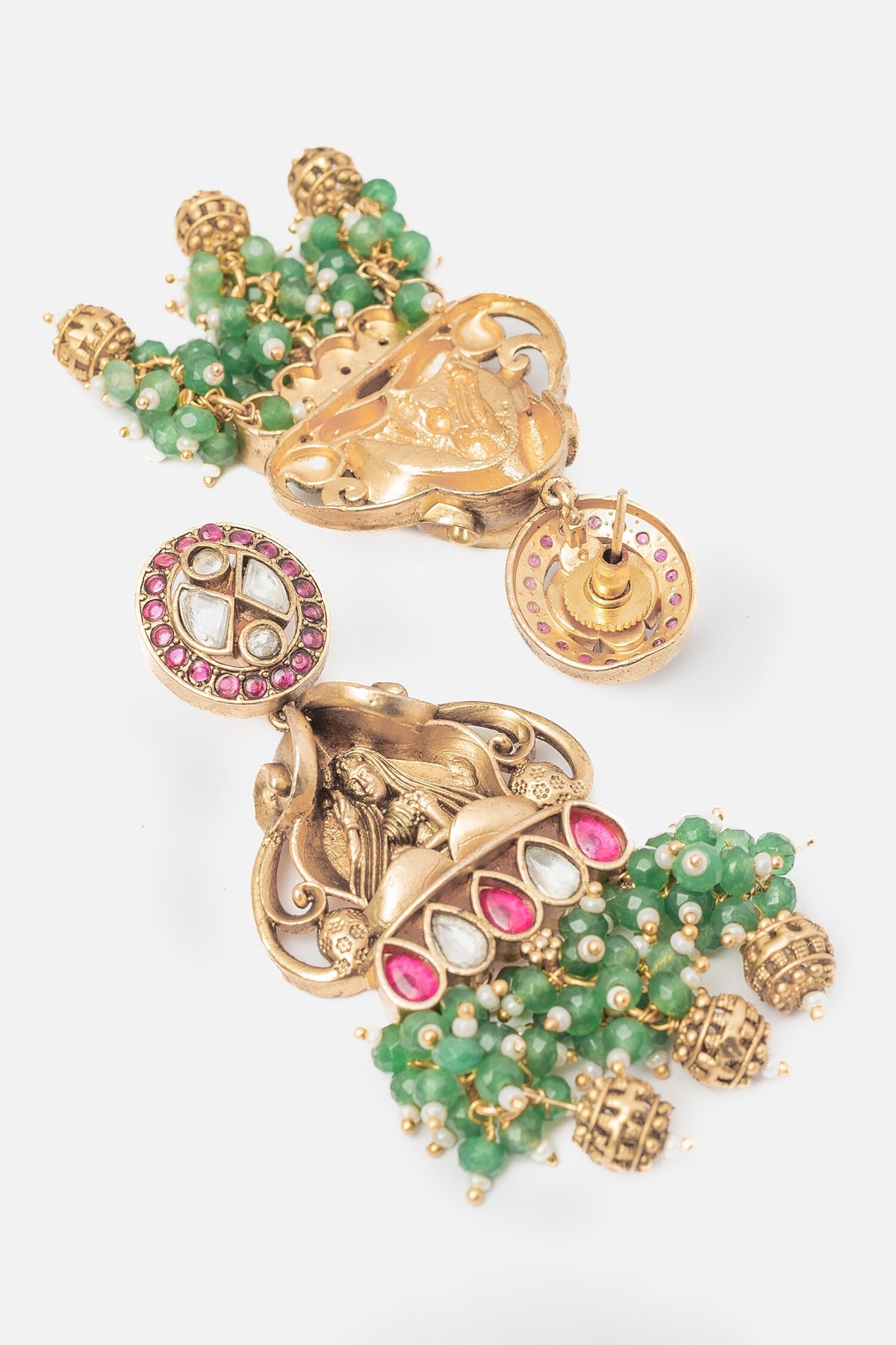 Gold & Green Temple Necklace Set 