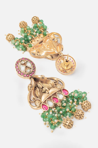 Gold & Green Temple Necklace Set 