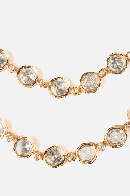Gold Stone Embellished Necklace & Earring Set 