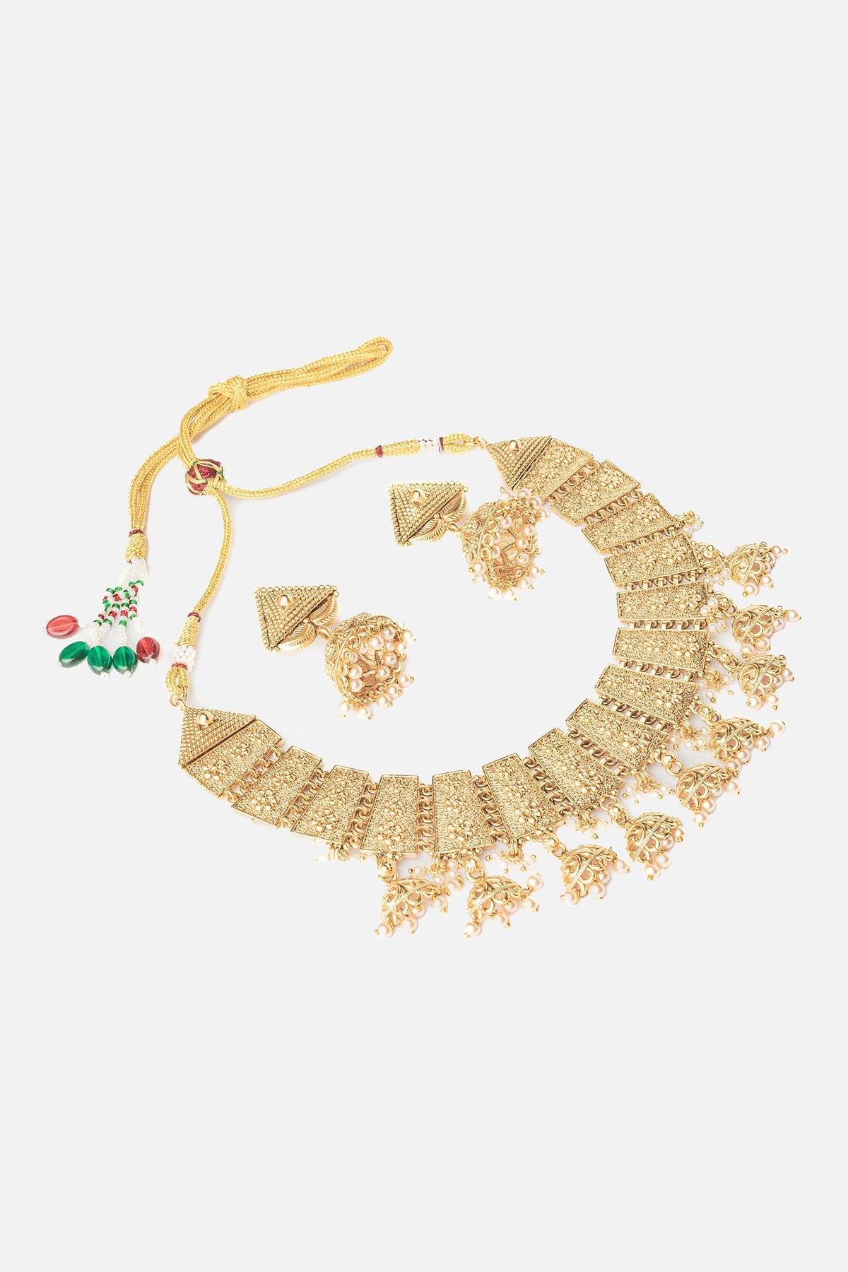 Phool Vine Carved Necklace Set 