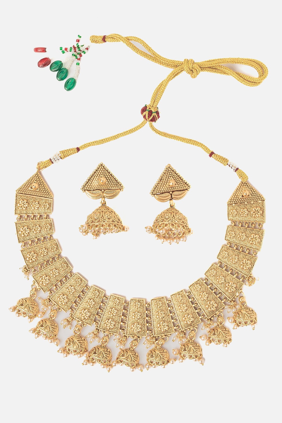 Phool Vine Carved Necklace Set 