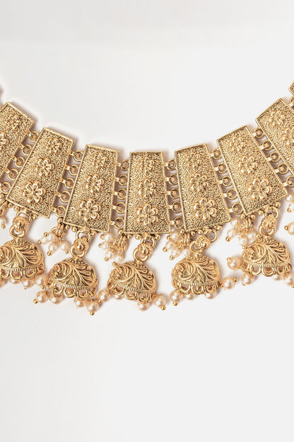 Phool Vine Carved Necklace Set 