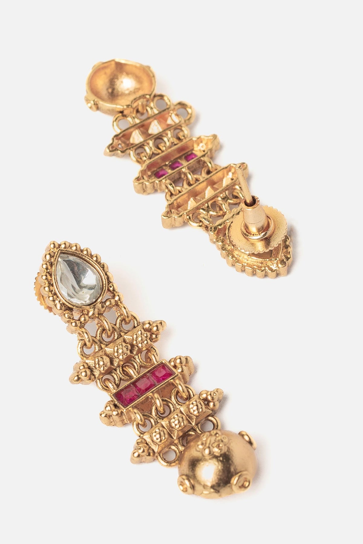 Gold & Pink Stone Embellished Necklace Set 