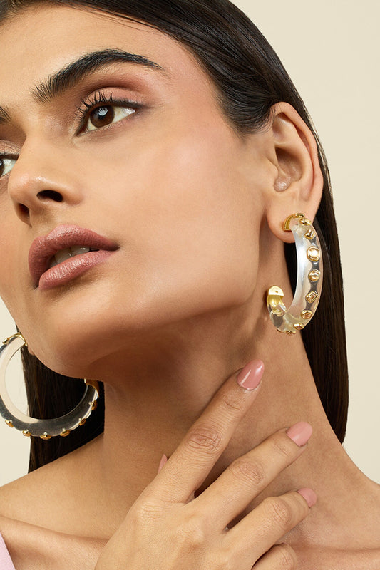 Crystal Embellished Hoop Earrings 