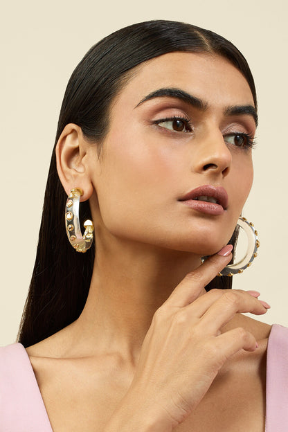 Crystal Embellished Hoop Earrings 