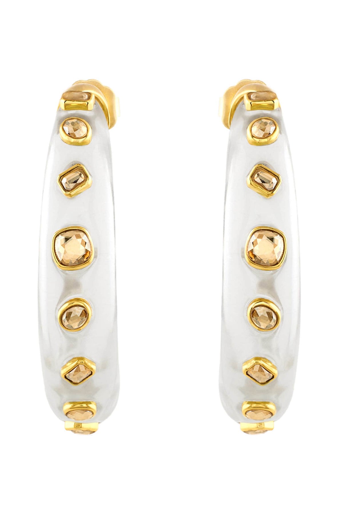 Crystal Embellished Hoop Earrings 