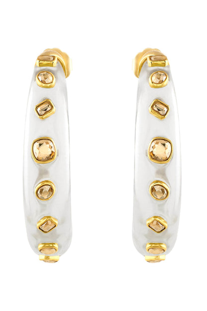 Crystal Embellished Hoop Earrings 