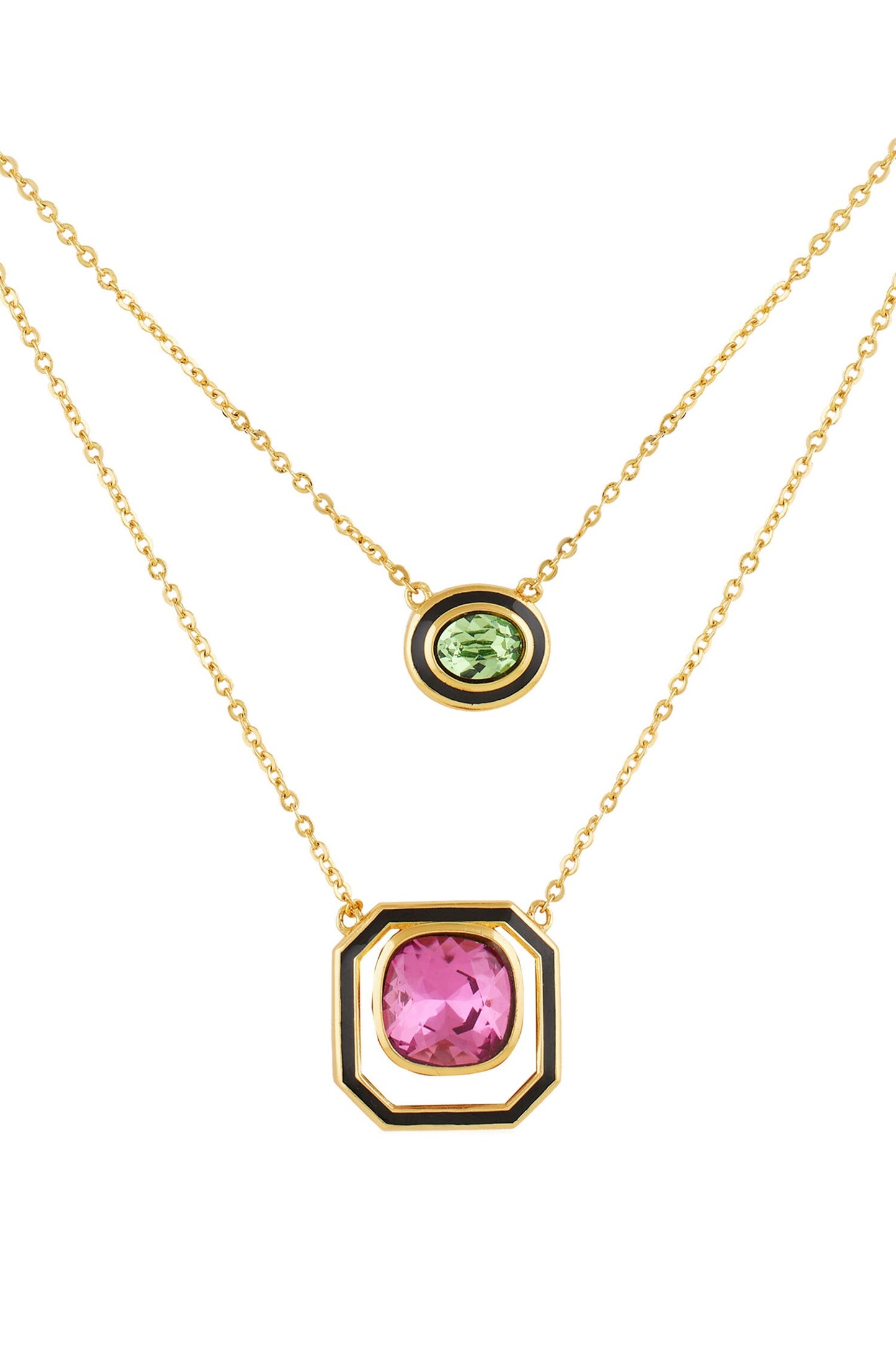Layered Necklace with Crystal Embellishment 