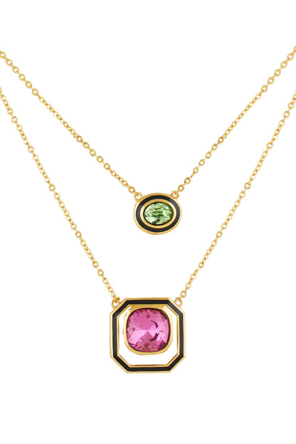 Layered Necklace with Crystal Embellishment 