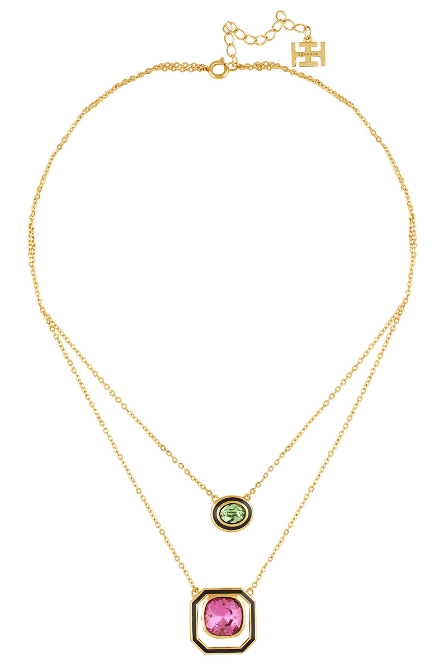 Layered Necklace with Crystal Embellishment 