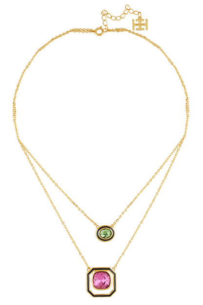 Layered Necklace with Crystal Embellishment 
