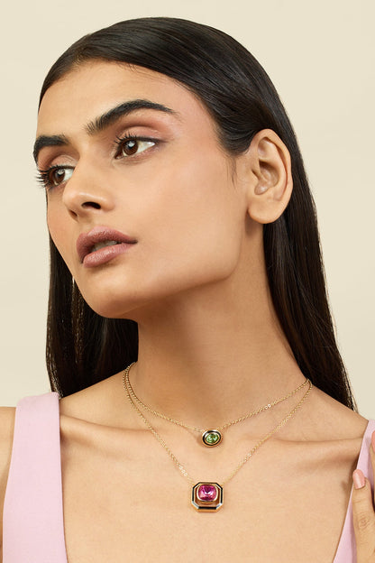 Layered Necklace with Crystal Embellishment 