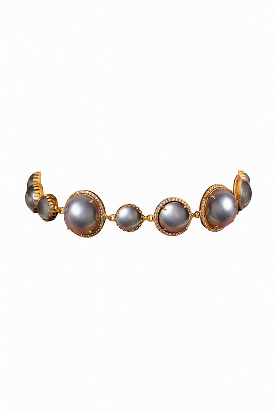Grey Pearl Embellished Choker 