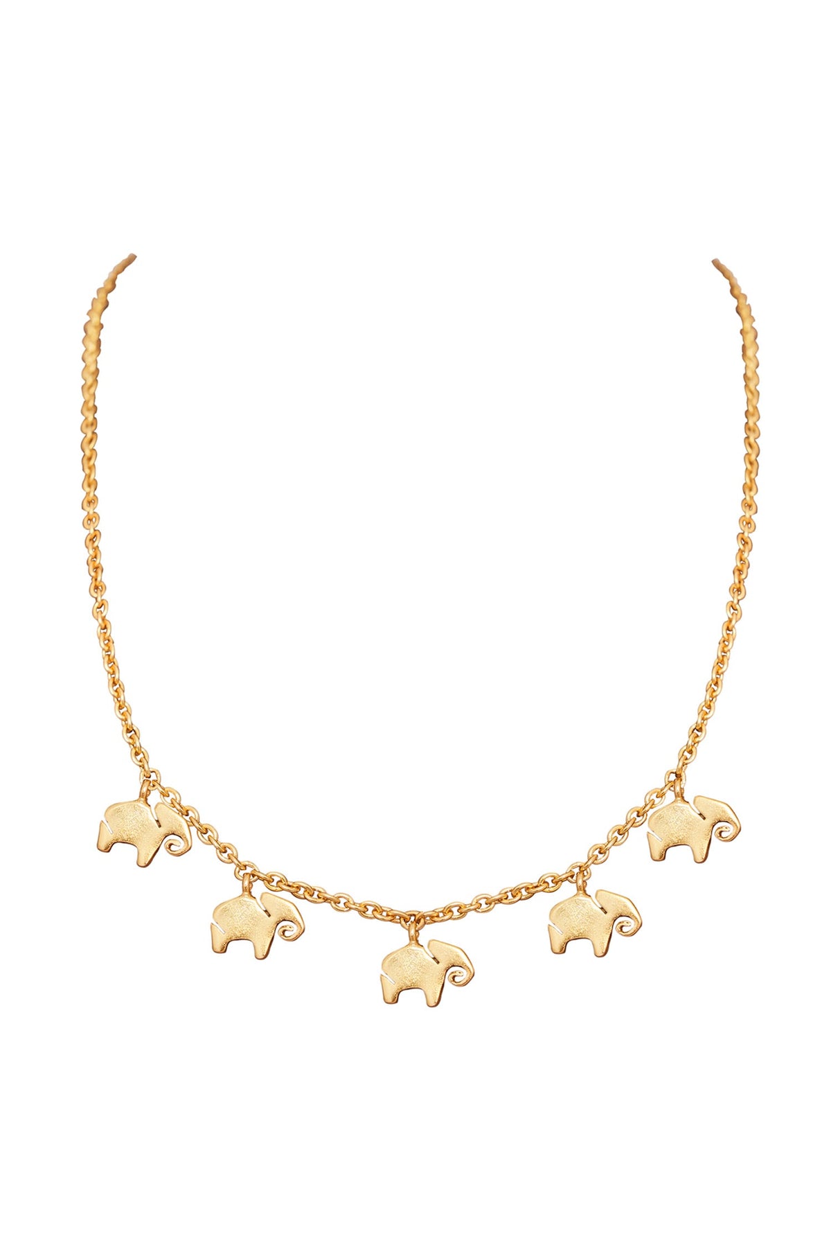 Gold Polished Haathi Charm Necklace 