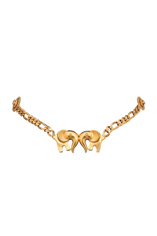 Haathi Shaped Silver Choker 