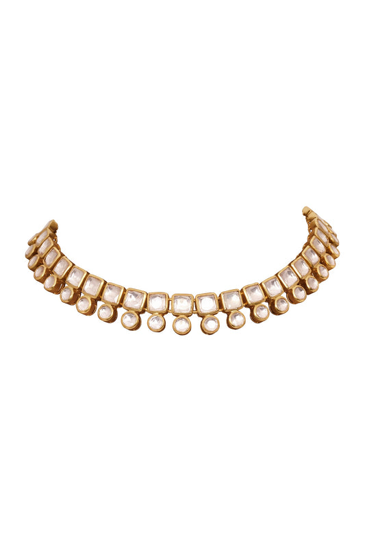 Quad Stone Embellished Choker Necklace 