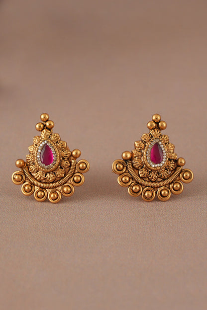 Antique Gold Ruby Mangalsutra Set 