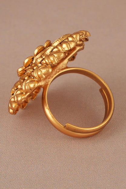 Antique Gold Plated Spiral Ruby Ring 