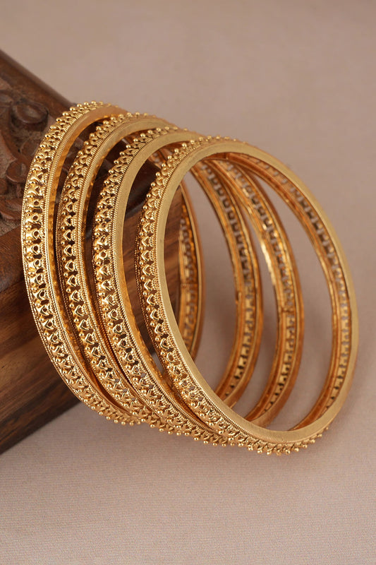 Sleek Gold Plated Bangles - Set of 4 