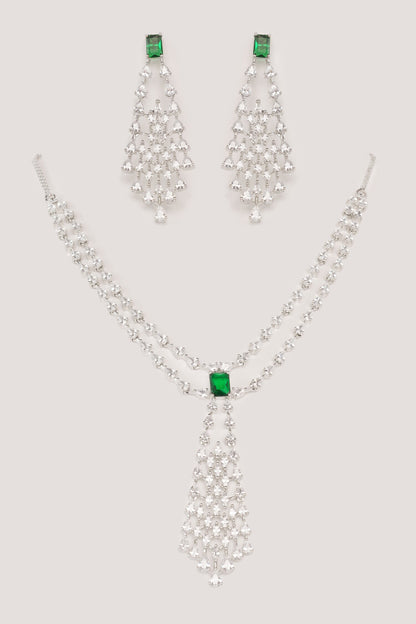 Contemporary Diamond Pendant Necklace Set 
