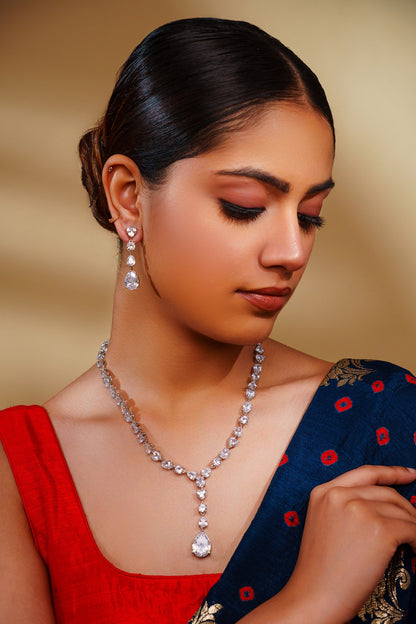 Diamond Pendant Necklace & Earring Set 