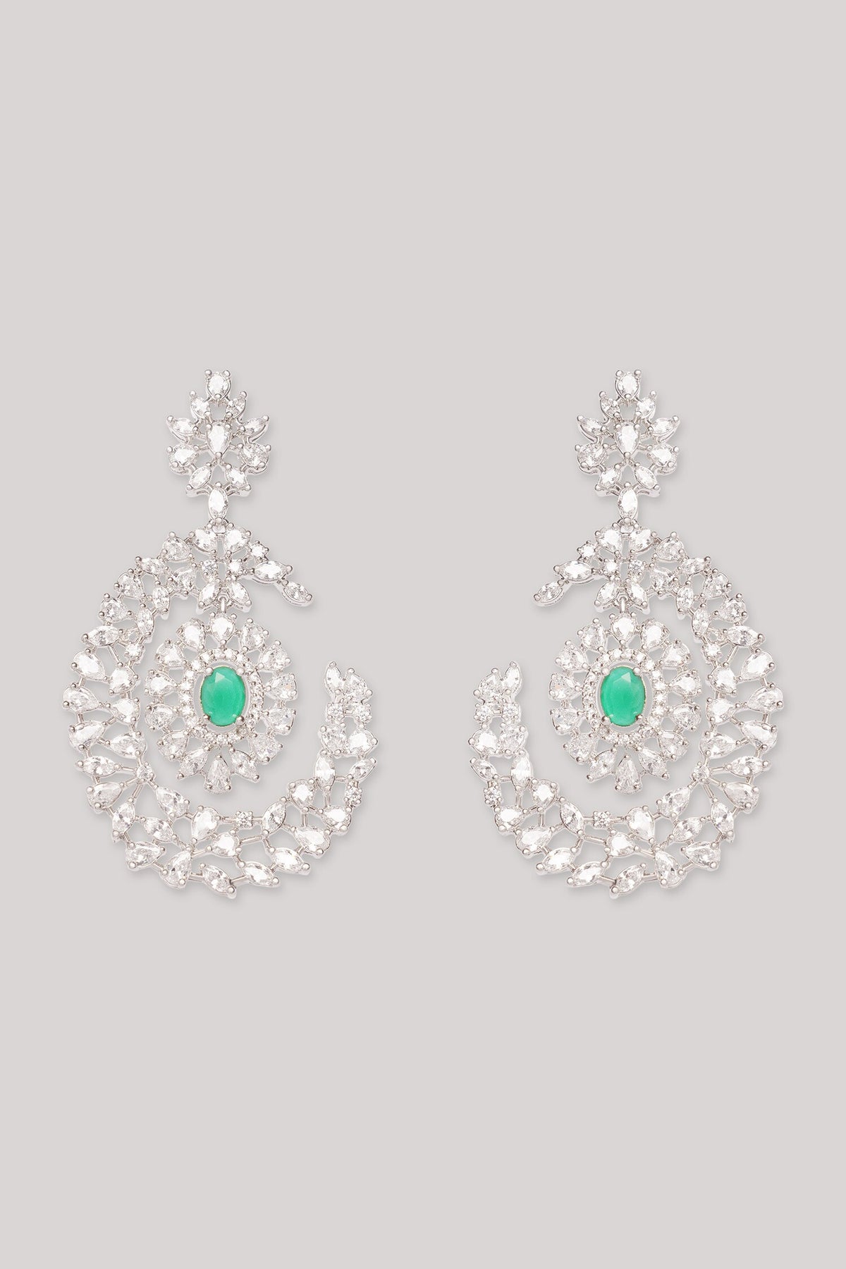 Emerald Stone Diamond Danglers 