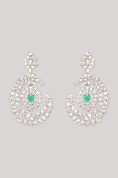 Emerald Stone Diamond Danglers 
