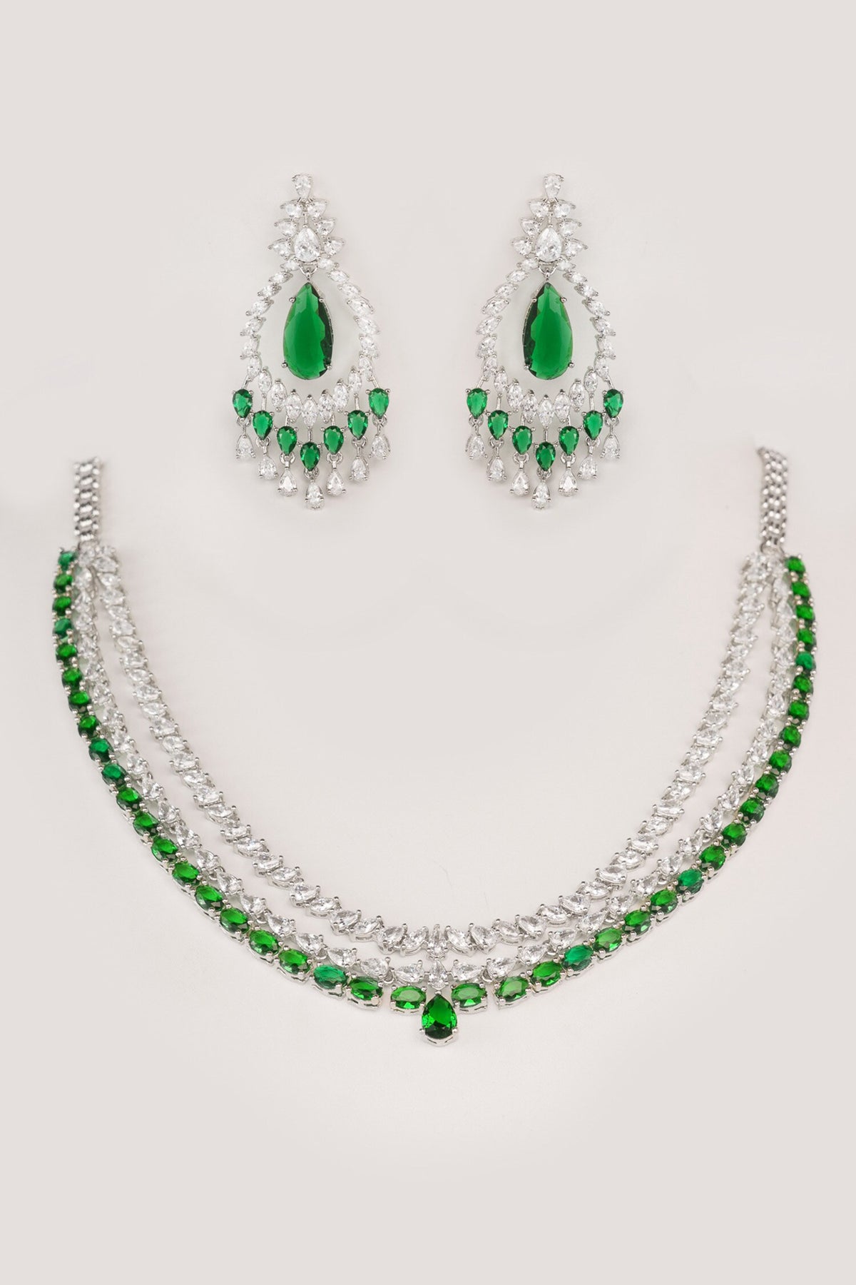 Contemporary Diamond Necklace & Earring Set 