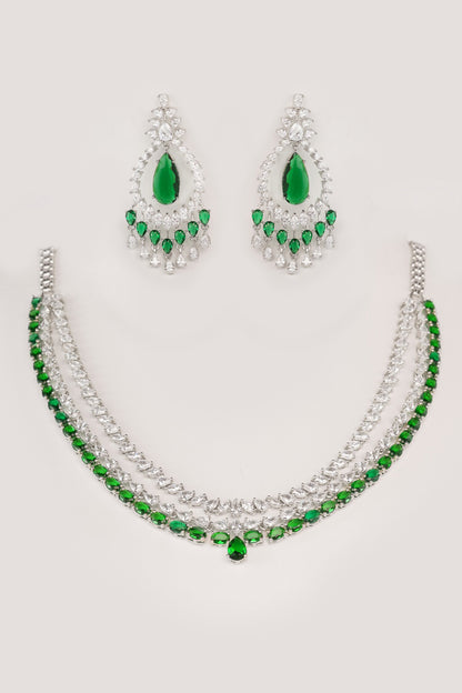 Contemporary Diamond Necklace & Earring Set 