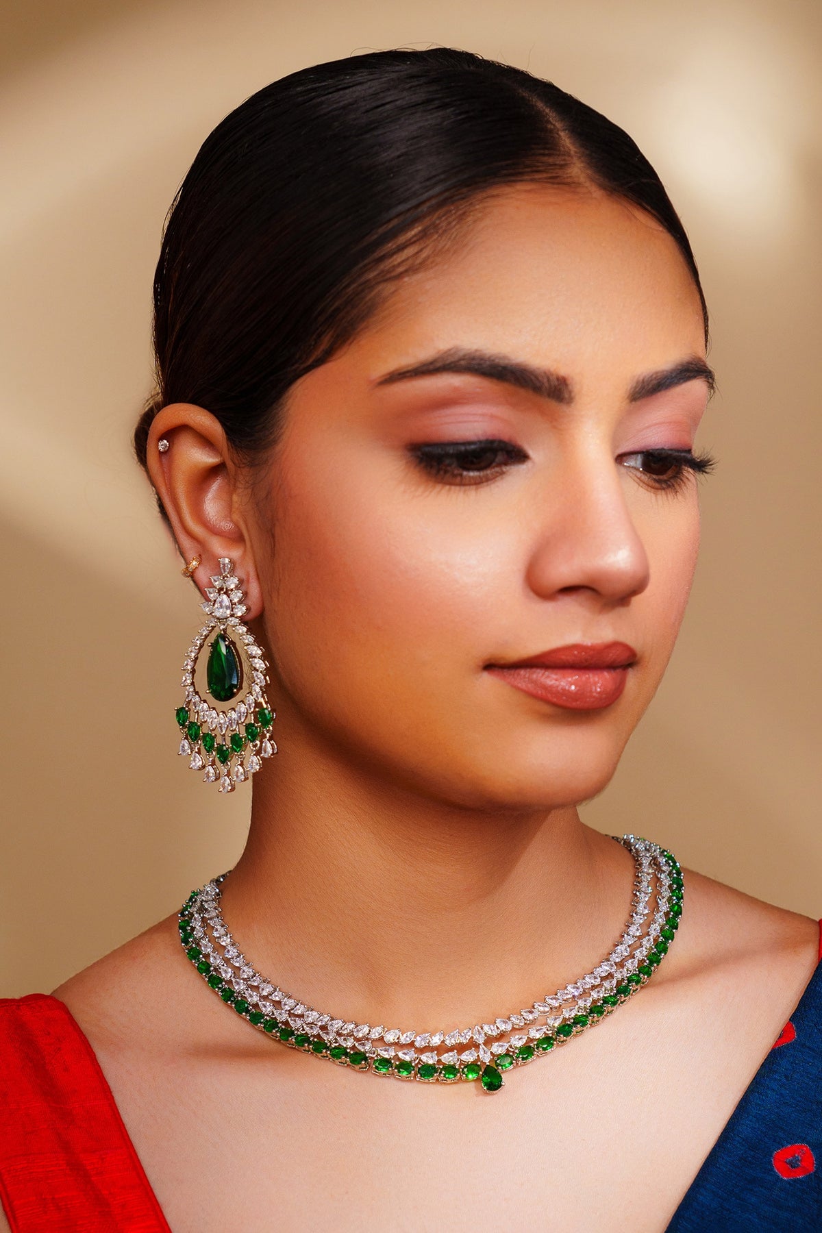 Contemporary Diamond Necklace & Earring Set 