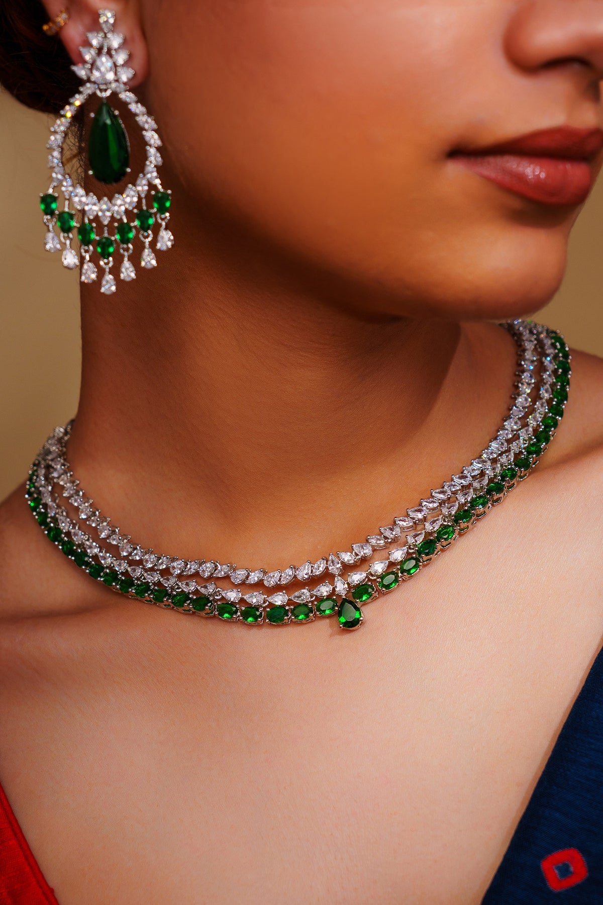 Contemporary Diamond Necklace & Earring Set 