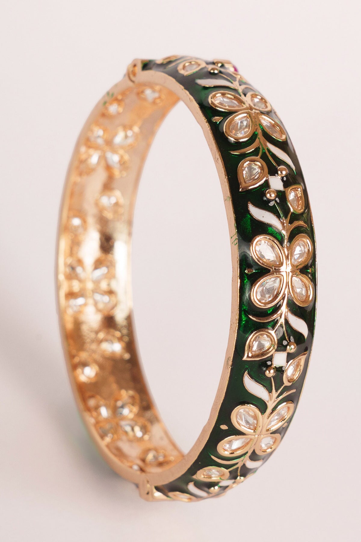 Kundan Meenakari Gold Finish Bangles 