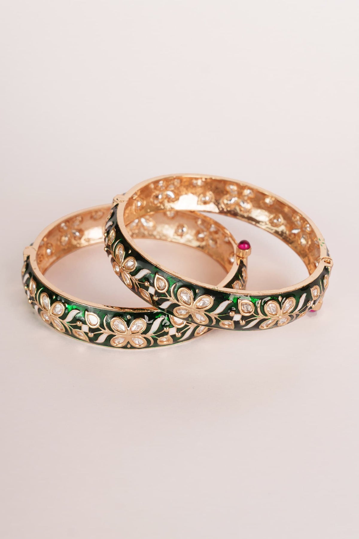 Kundan Meenakari Gold Finish Bangles 