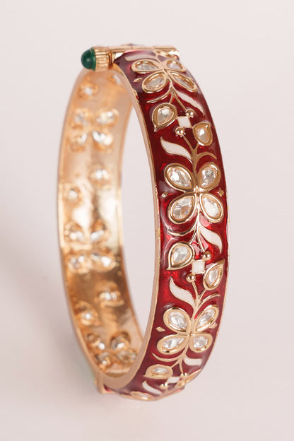 Gold Finish Red Meenakari Bangles 