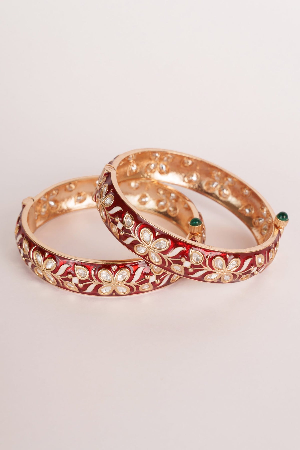 Gold Finish Red Meenakari Bangles 