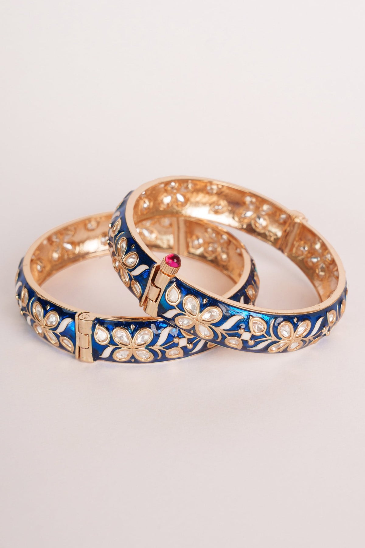 Blue Meenakari Kundan Bangles 