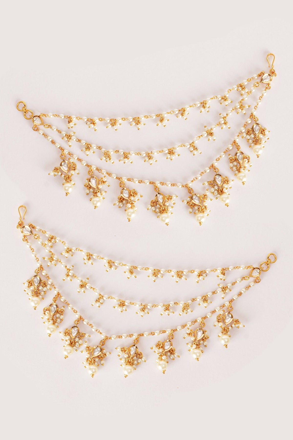 Kundan Polki Embellished Pair of Ear Chains  