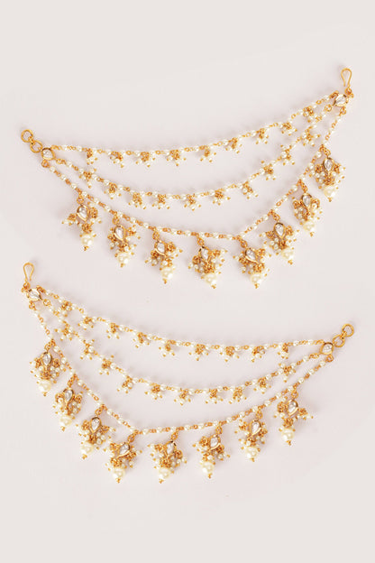 Kundan Polki Embellished Pair of Ear Chains  