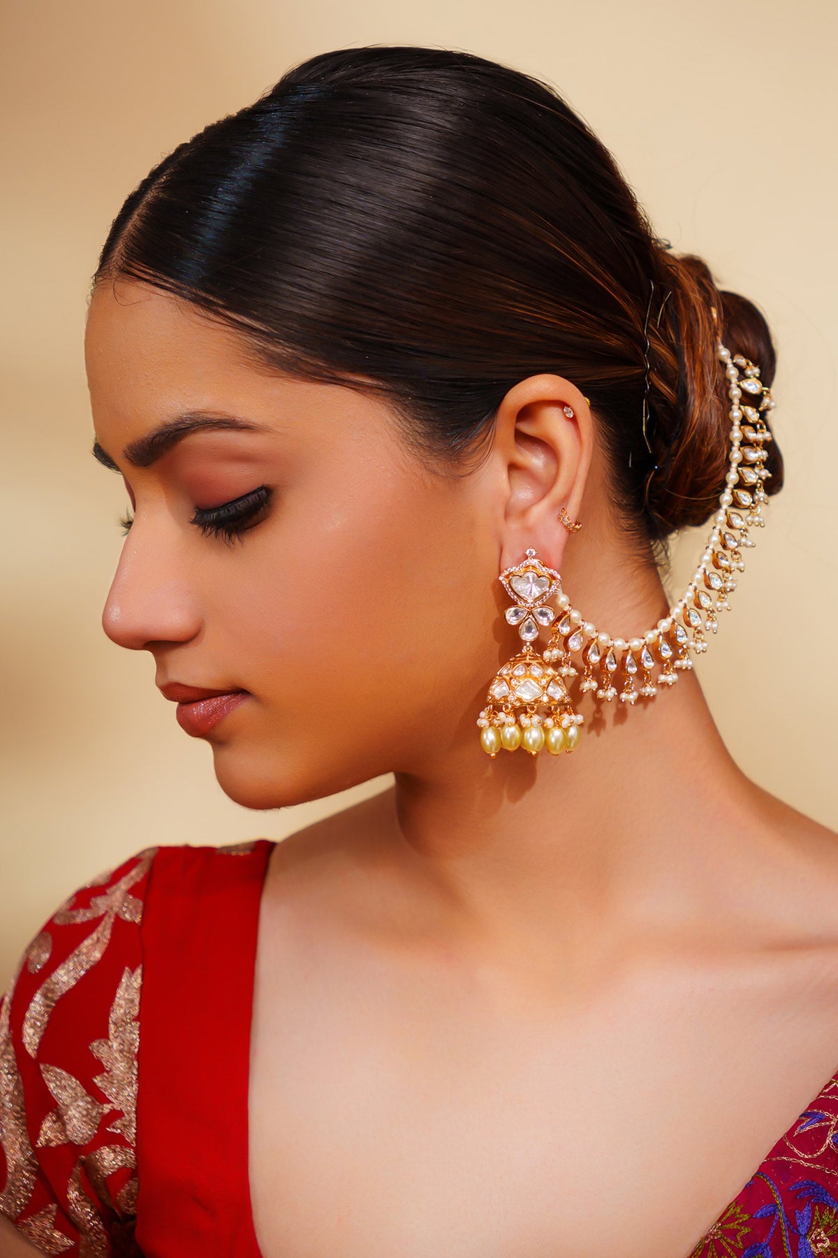 Kundan Polki Pair of Ear Chains 