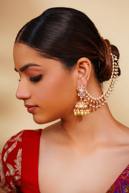 Kundan Polki Pair of Ear Chains 