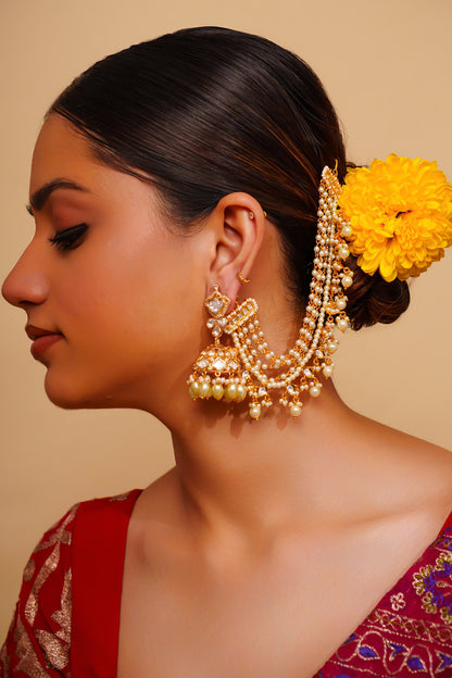 Kundan Polki Ear Chains 
