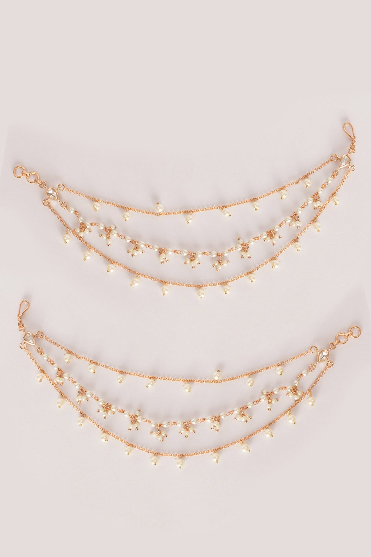 Kundan Polki Gold Finish Earchains 
