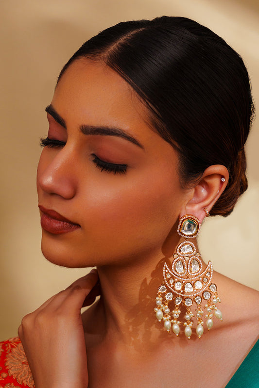 Moissanite Gold Finish Chandbalis 