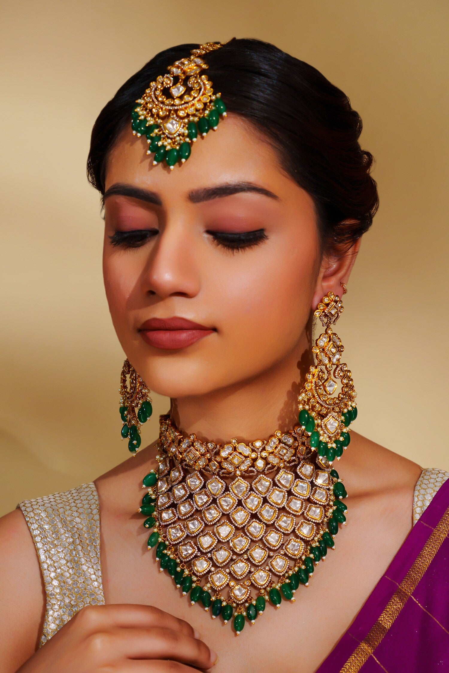 Kundan Necklace Set With Maangtikka 